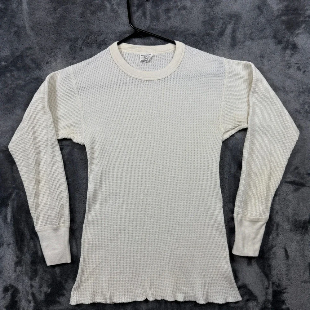 Sears Thermal Undershirt Mens Medium White Vintage Waffle Knit Base Layer
